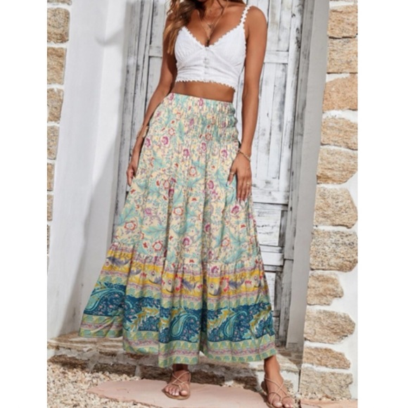 Boho floral print maxi skirt - Picture 1 of 13